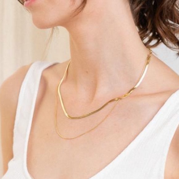 Jewelry - 18K gold plated double layered necklace